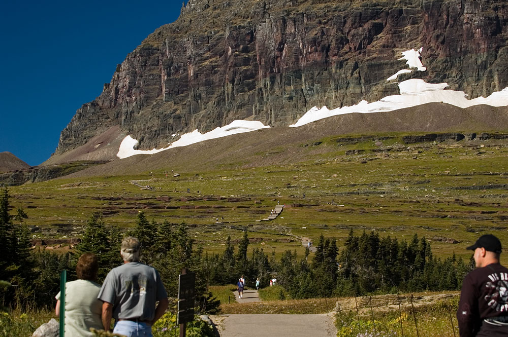 Hidden Lake Overview Nature Trail Hidden Lake Overview Nature Trail that starts at the Logan Pass visitor’s center in the Glacier National Park, Montana, offers opportunities to view Twisted Trees, Camouflaged Birds, Hoary Marmot, Mountain Goat, ancient sea floor, snowfields, and breathtaking scenery all around.